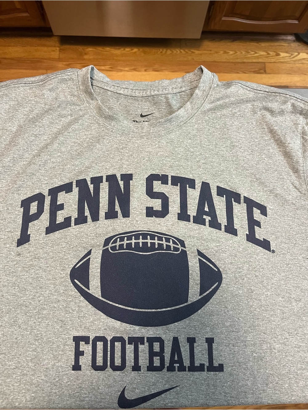 Nike Grey Penn State Football Tee with Navy Graphic